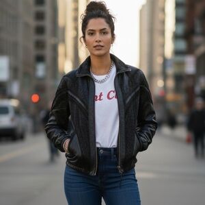 Western Style Black leather jacket